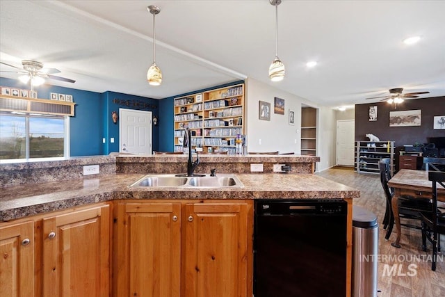 3834 N 2381 E, Filer, ID 83328 - kitchen featuring dishwasher, a ceiling fan, a sink, and light wood-style floors