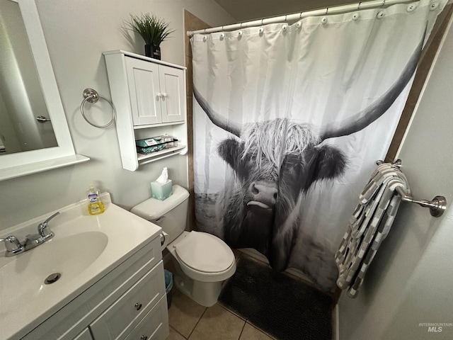 139 119th St, Orofino, ID 83544 - full bath with a shower with shower curtain, tile patterned floors, vanity, and toilet