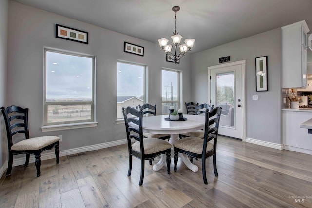 3330 E 4050 N, Twin Falls, ID 83301 - dining area with visible vents, light wood finished floors, a notable chandelier, and baseboards