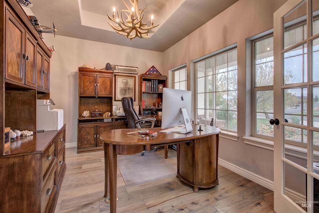 3330 E 4050 N, Twin Falls, ID 83301 - office area with baseboards, an inviting chandelier, and light wood-style floors