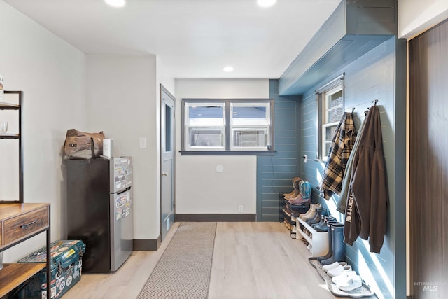 mudroom with light wood-type flooring