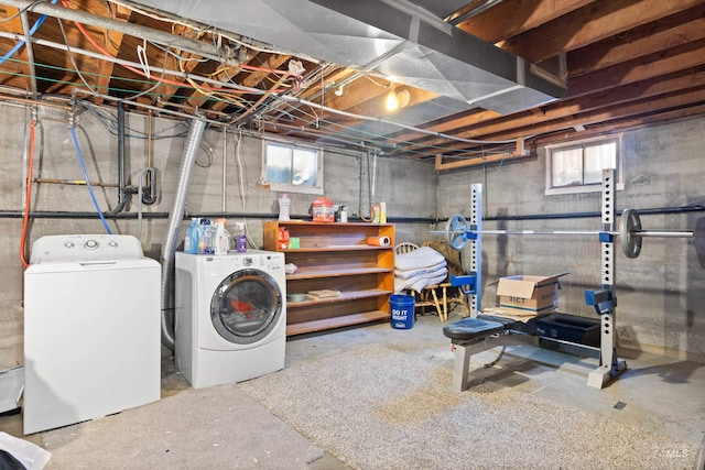 basement with washer and dryer