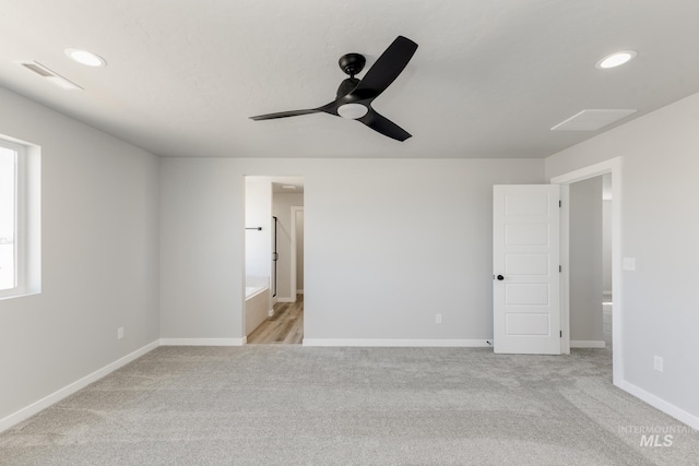 4372 N Magical Creek Ave, Meridian, ID 83646 - unfurnished bedroom with light carpet, baseboards, visible vents, and recessed lighting