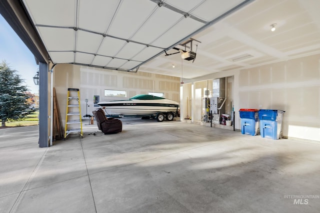 garage with a garage door opener