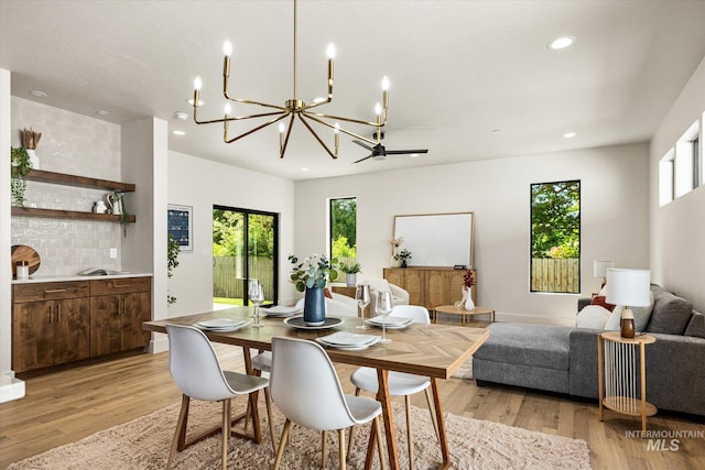 1796 S Eagleson Rd, Boise, ID 83705 - dining area featuring a chandelier, recessed lighting, and light wood finished floors