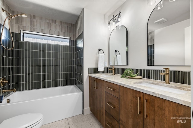 1796 S Eagleson Rd, Boise, ID 83705 - full bath featuring double vanity, toilet, and shower / washtub combination