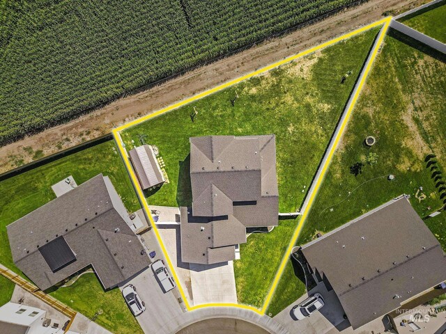 1317 Kyla Ct, Jerome, ID 83338 - overview of rural landscape featuring property boundaries highlighted and rows of crops