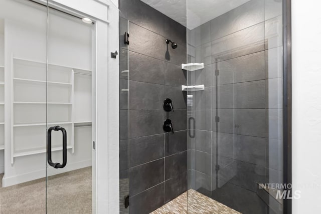 bathroom with a shower stall