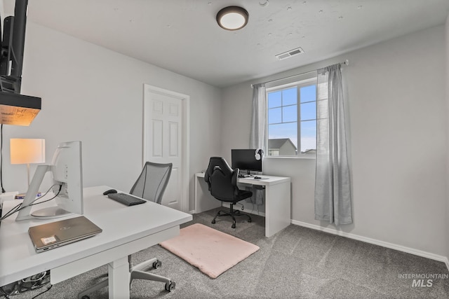 view of carpeted home office