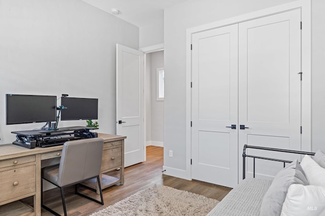 office featuring light wood-type flooring