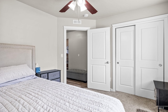847 Bridget St, Twin Falls, ID 83301 - bedroom featuring carpet flooring, a closet, and a ceiling fan