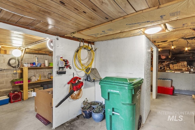 view of unfinished basement