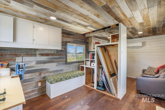 4076 N 3446 E, Kimberly, ID 83341 - bedroom featuring wood ceiling, wood walls, an AC wall unit, and wood finished floors