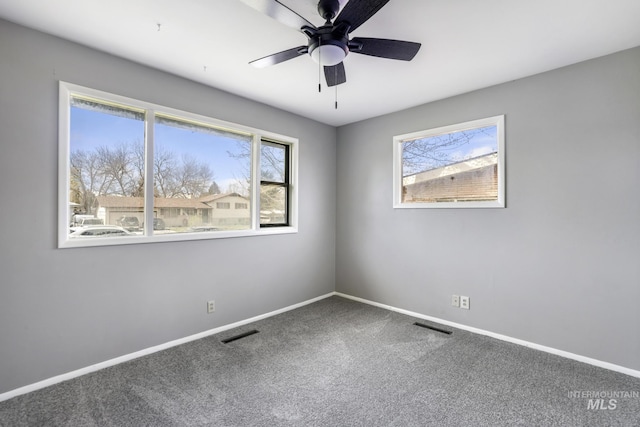620 Monte Vista Dr, Twin Falls, ID 83301 - spare room with visible vents, baseboards, carpet flooring, and ceiling fan