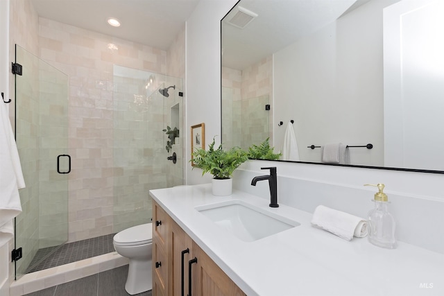 11950 W Lanktree Gulch Rd, Star, ID 83669 - bathroom with vanity, a shower stall, and recessed lighting