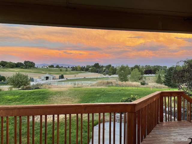 11950 W Lanktree Gulch Rd, Star, ID 83669 - deck at dusk featuring a view of rural / pastoral area