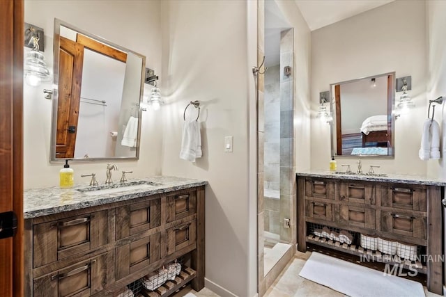 212 Ferguson Way, Mccall, ID 83638 - bathroom featuring connected bathroom, two vanities, and a stall shower
