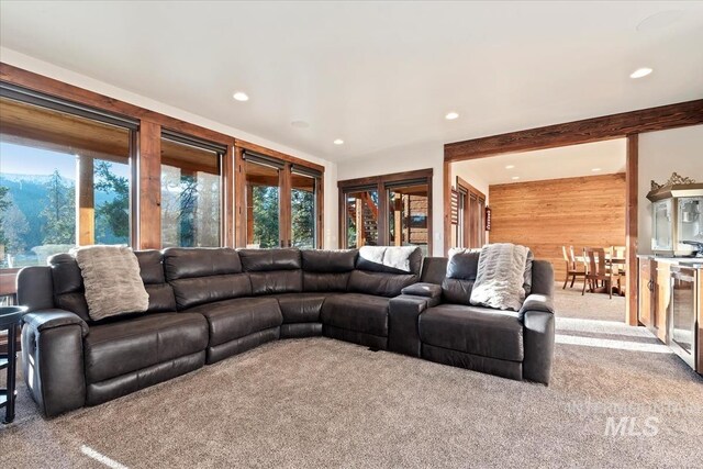 212 Ferguson Way, Mccall, ID 83638 - carpeted living area with plenty of natural light, recessed lighting, and wine cooler