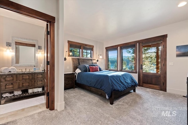 212 Ferguson Way, Mccall, ID 83638 - bedroom with light colored carpet, baseboards, and a sink