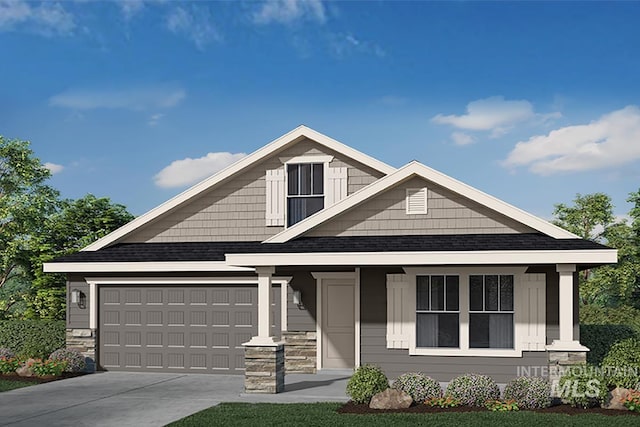 19126 Red Eagle Way, Caldwell, ID 83605 - view of front of home with driveway, roof with shingles, an attached garage, and a porch