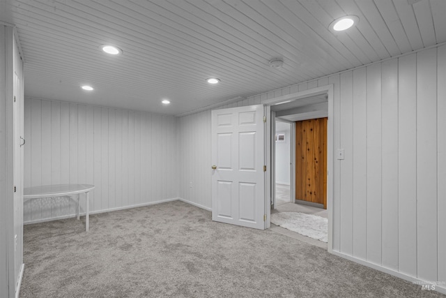 600 18th Ave, Lewiston, ID 83501 - below grade area featuring carpet floors, recessed lighting, and wood walls