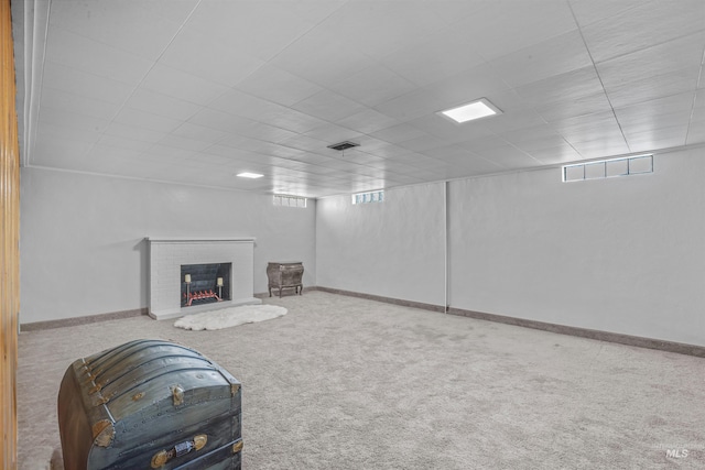 600 18th Ave, Lewiston, ID 83501 - below grade area with carpet floors and a brick fireplace