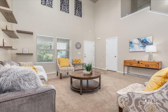 4665 N Beaham Ave, Meridian, ID 83646 - carpeted living room with baseboards and a high ceiling