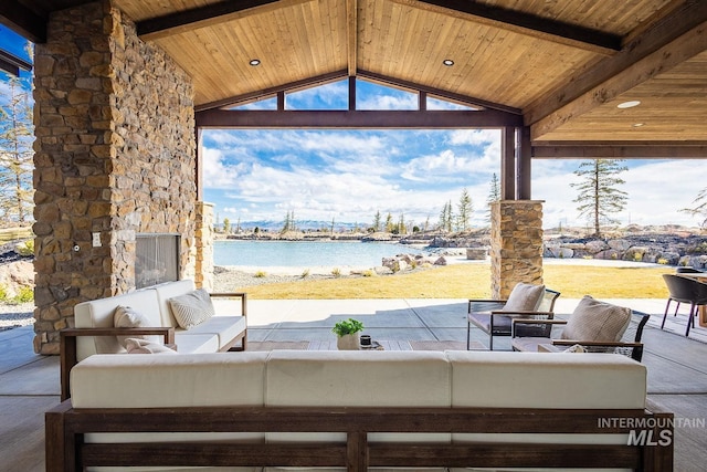 3426 N Hardwick Ave, Eagle, ID 83616 - view of patio / terrace with an outdoor living space, a water view, and a gazebo