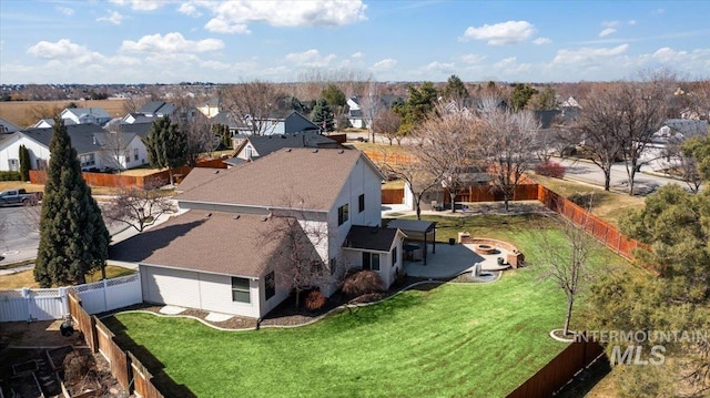 bird's eye view with a residential view