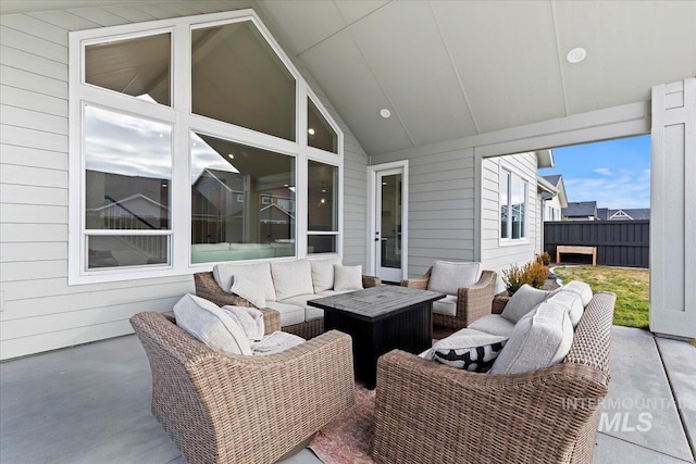 view of patio featuring an outdoor hangout area