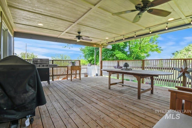 14525 Woosley, Nampa, ID 83651 - deck with ceiling fan and grilling area