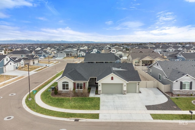 bird's eye view with a residential view