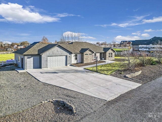 ranch-style home with a garage