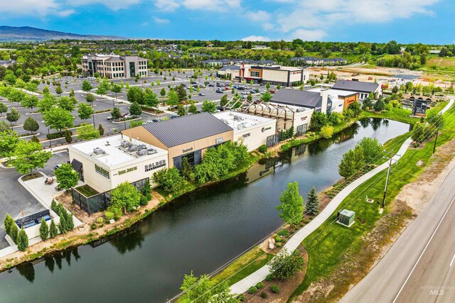 aerial view of a nearby body of water
