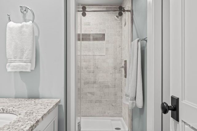 2226 Bonne Vie Condo Dr, Sun Valley, ID 83353 - bathroom featuring vanity and a stall shower