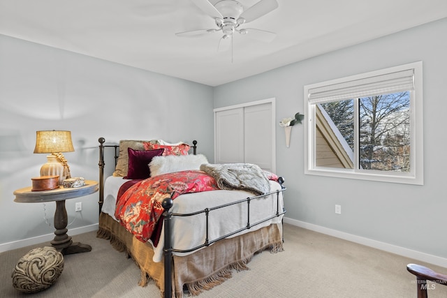 2226 Bonne Vie Condo Dr, Sun Valley, ID 83353 - carpeted bedroom featuring baseboards, a closet, and ceiling fan