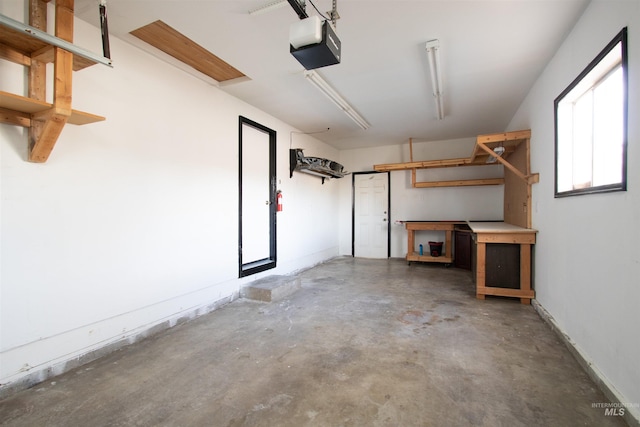 garage with a garage door opener