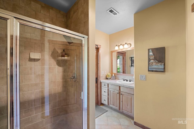 23 Golden Bar Ct, Donnelly, ID 83615 - full bathroom with tile patterned flooring, vanity, and a shower stall