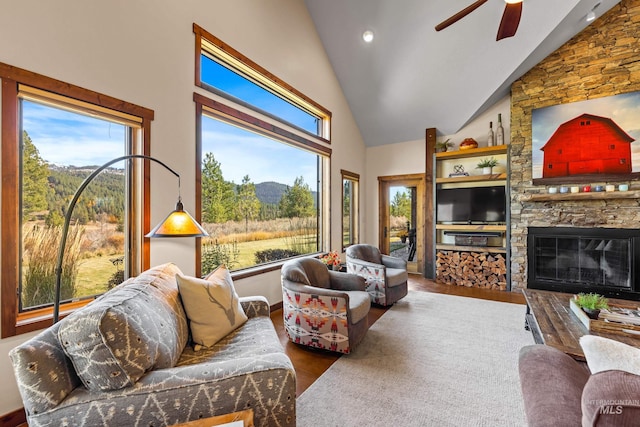 306 Otter Pond Ln, Mccall, ID 83638 - living room with a healthy amount of sunlight, ceiling fan, and wood finished floors