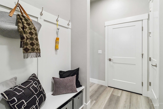 mudroom featuring light wood-type flooring