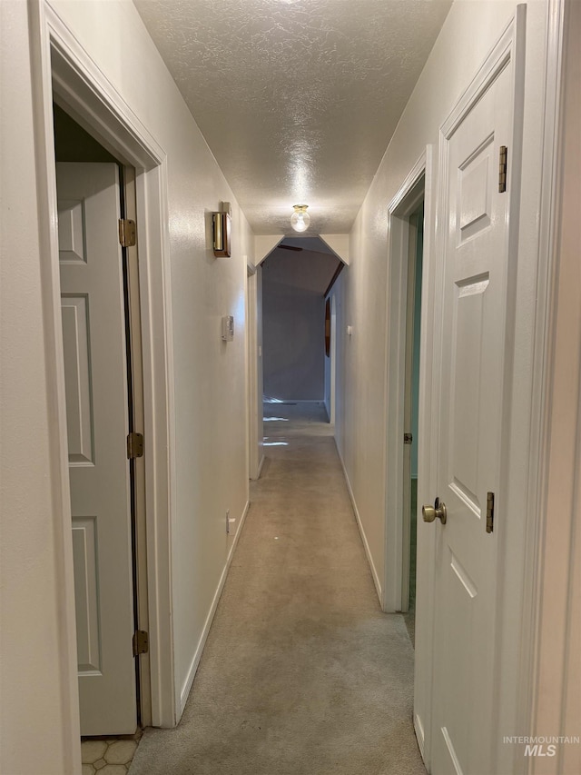 625 Trotter Dr, Twin Falls, ID 83301 - hall featuring a textured ceiling, baseboards, and light carpet
