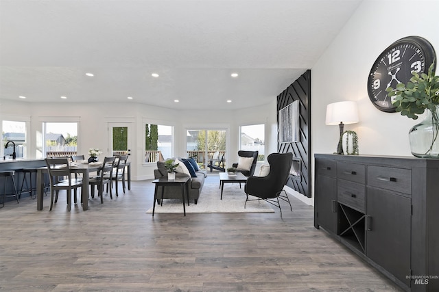 1910 W Campo Ln, Eagle, ID 83616 - living room featuring wood finished floors and recessed lighting
