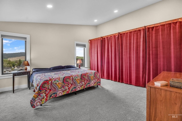 2809 Hampton Ct, Moscow, ID 83843 - carpeted bedroom with multiple windows, recessed lighting, baseboards, and vaulted ceiling