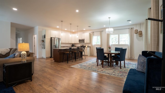 1147 Driscoll Ridge Rd, Troy, ID 83871 - dining space with light wood-style flooring and recessed lighting
