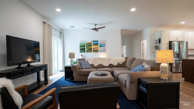 1147 Driscoll Ridge Rd, Troy, ID 83871 - living area with wood finished floors, recessed lighting, and ceiling fan