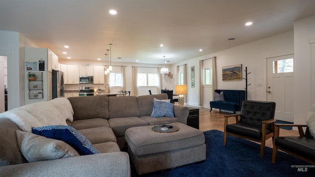 1147 Driscoll Ridge Rd, Troy, ID 83871 - living room with recessed lighting, dark wood-type flooring, and healthy amount of natural light