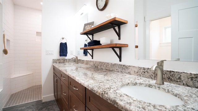 1147 Driscoll Ridge Rd, Troy, ID 83871 - bathroom featuring double vanity and a tile shower