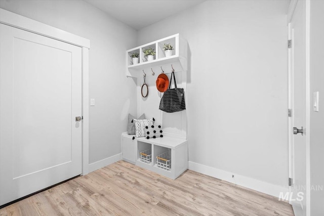 mudroom featuring light hardwood / wood-style floors