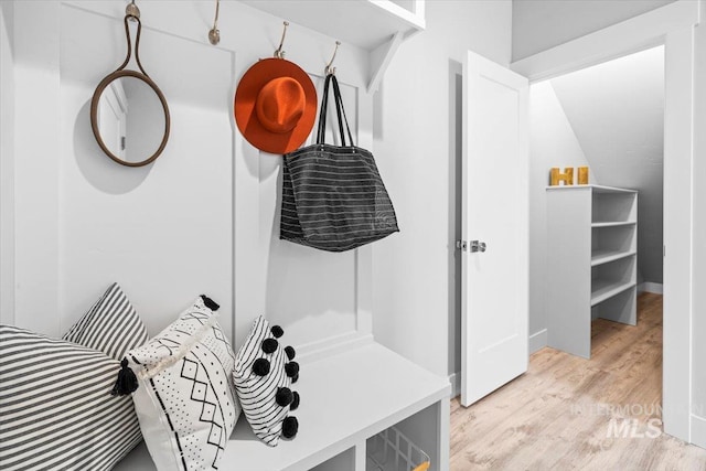 mudroom featuring light hardwood / wood-style floors