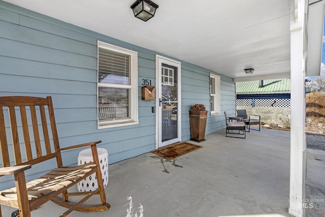 view of patio with a porch